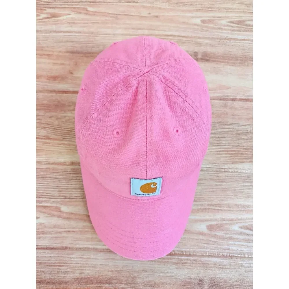 Carhartt Canvas Trucker Hat One Size Youth Pink Logo Strap Back
